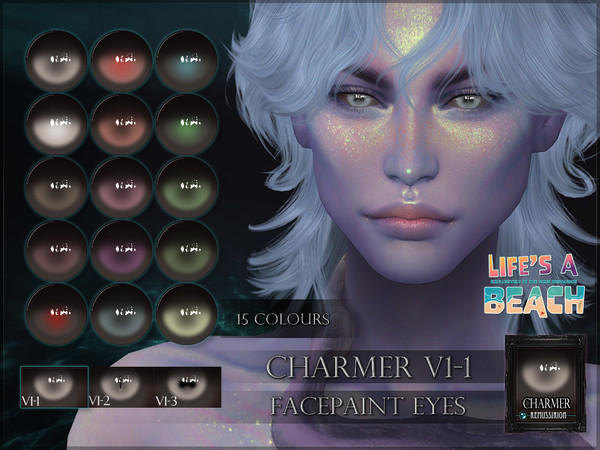 Sims 4 — RemusSirion_eyes_326_CharmerV1-1_LifesABeach.package by RemusSirion — Charmer, facepaint eyes in 15-16 colours,