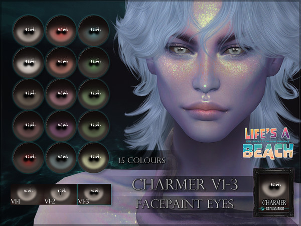 Sims 4 — RemusSirion_eyes_326_CharmerV1-3_LifesABeach.package by RemusSirion — Charmer, facepaint eyes in 15-16 colours,