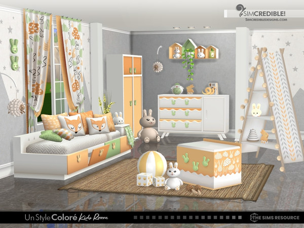 Sims 4 — Un Style Colore Single Bed by SIMcredible! — 