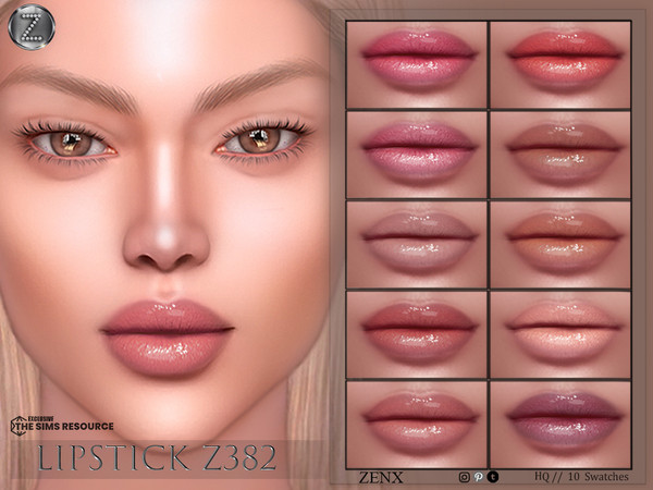 Sims 4 — [ZENX] LIPSTICK Z382+HQ by ZENX — Base Game