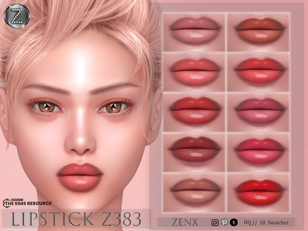 Sims 4 — [ZENX] LIPSTICK Z383+HQ by ZENX — Base Game
