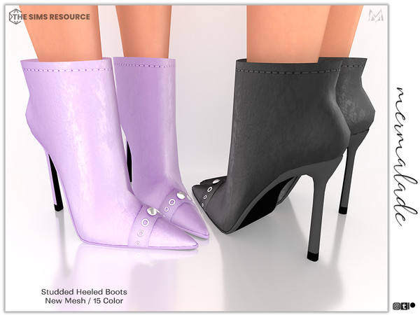 The Sims Resource - Studded Heeled Boots S209