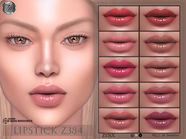 Sims 4 — [ZENX] LIPSTICK Z384+HQ by ZENX — Base Game