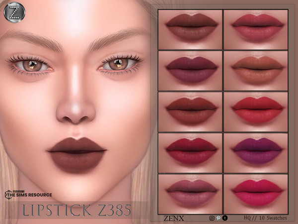 Sims 4 — [ ZENX] LIPSTICK Z385 +HQ by ZENX — Base Game