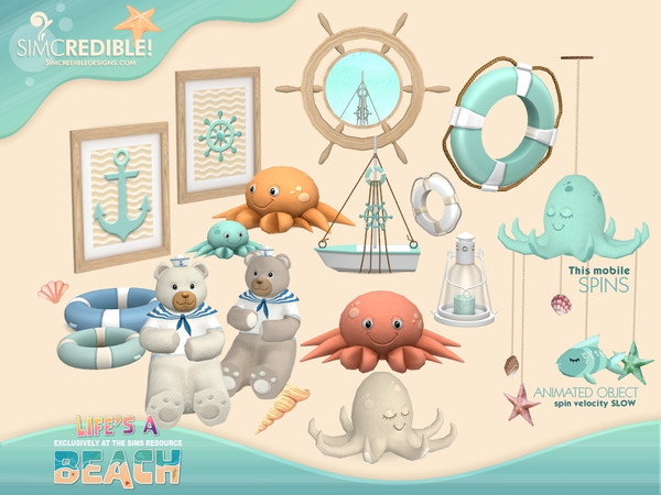 Sims 4 — Life's a Beach - Happy Tides boat decor by SIMcredible! — Aye aye, lil sims! New nautical and beach decor items
