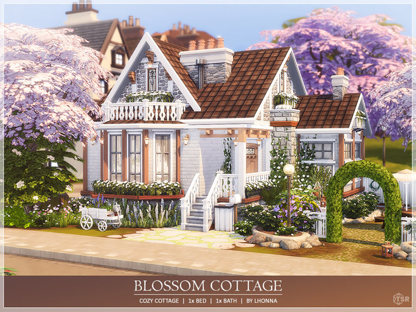 Sims 4 — Blossom Cottage /No CC/ by Lhonna — Small, lovely cottage surrounded by green and flowers. Excellent place for a