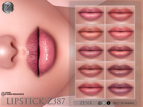 Sims 4 — [ ZENX] LIPSTICK Z387 +HQ by ZENX — Base Game