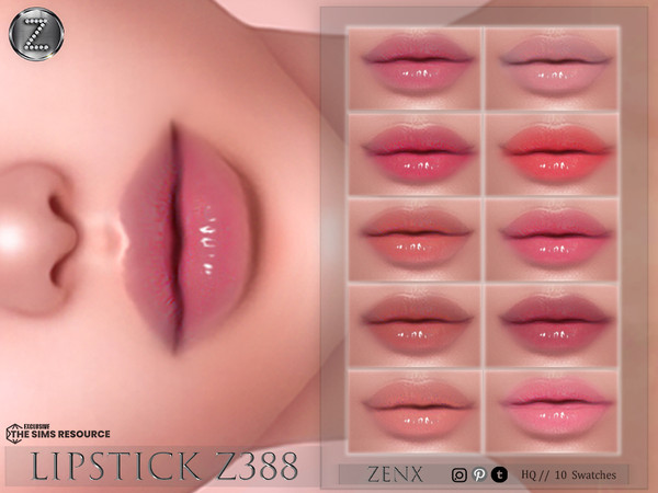 Sims 4 — [ ZENX] LIPSTICK Z388 +HQ by ZENX — Base Game