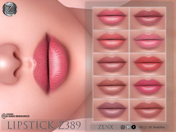 Sims 4 — [ ZENX] LIPSTICK Z389 +HQ by ZENX — Base Game