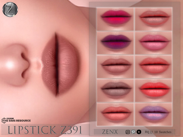 Sims 4 — [ ZENX] LIPSTICK Z391 +HQ by ZENX — Base Game