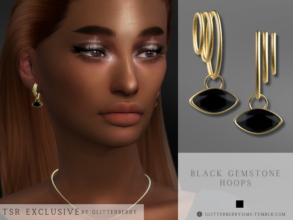 The Sims Resource - Black Gemstone Hoops