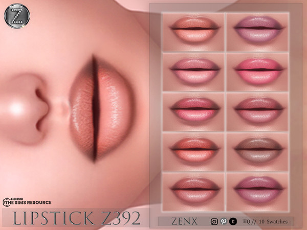 Sims 4 — [ ZENX] LIPSTICK Z392+HQ by ZENX — Base Game