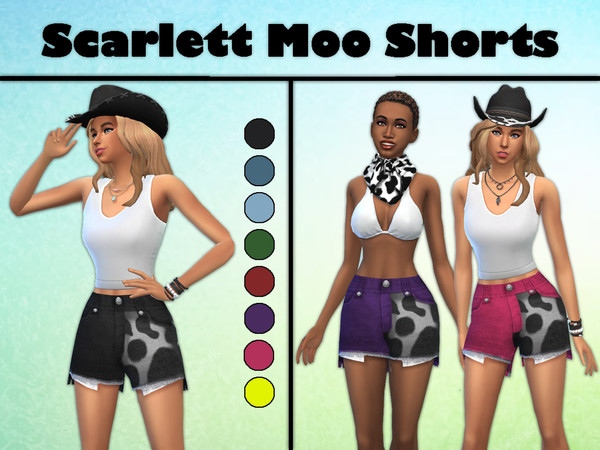 Sims 4 — Scarlett Moo Shorts by Libby_Letters — These shorts come in a variety of colors, allowing your Sim to mix and