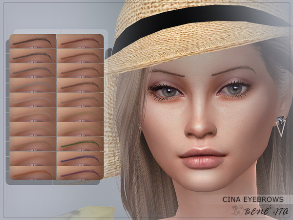 Sims 4 — Cina Eyebrows [HQ] by Benevita — Cina Eyebrows Makeup Category HQ Compatible 20 Swatches For Female and Male