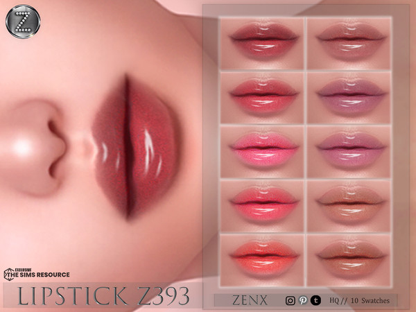 Sims 4 — [ ZENX] LIPSTICK Z393+HQ by ZENX — Base Game
