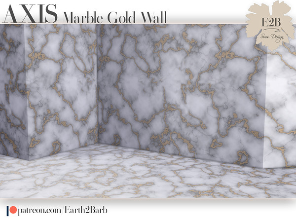 Sims 4 — Axis - Marble Gold Wall by Earth2Barb — Modern looking marble with gold.