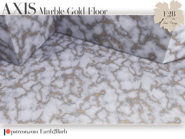 Sims 4 — Axis - Marble Gold Floor by Earth2Barb — Modern looking marble with gold.