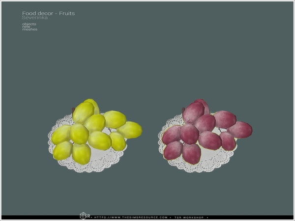 Sims 4 — Food decor - grapes small plate by Severinka_ — Set of decorative food - plates with fruits. - friuts tray