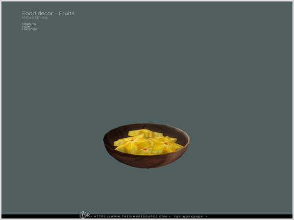 Sims 4 — Food decor - carambolas small plate by Severinka_ — Set of decorative food - plates with exotic fruits. - friuts