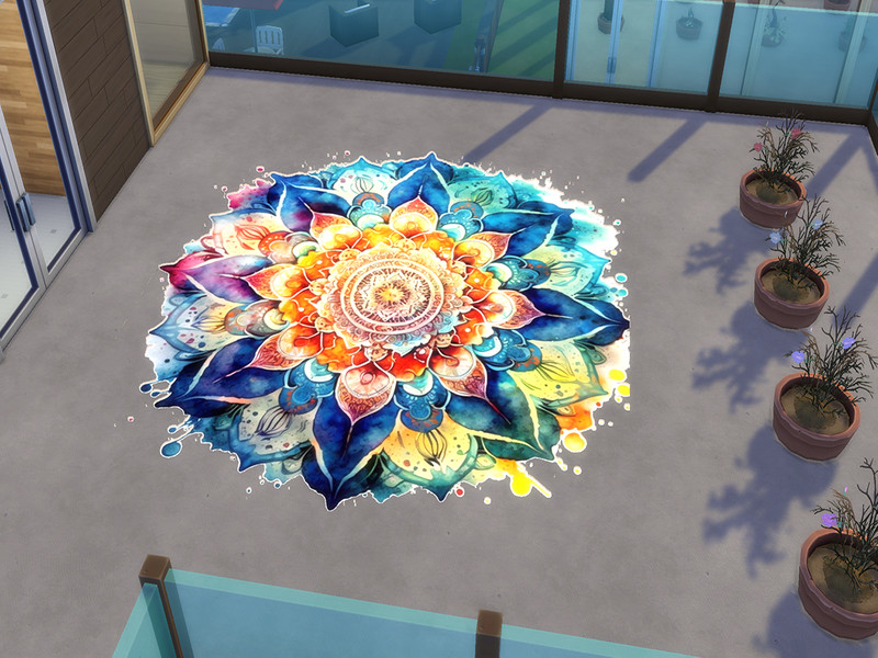 Sims 4 Watercolor Mandala Rugs - Large File by twosister422
