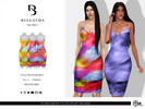 Sims 3 — Blurred Abstract Plunge Strappy Midi Dress by Bill_Sims — This dress features a blurred abstract pattern with a