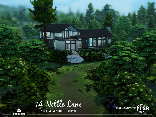 Sims 4 — 14 Nettle Lane by ProbNutt — This old family home is buried deep in the Bramblewood, surrounded by the forest's