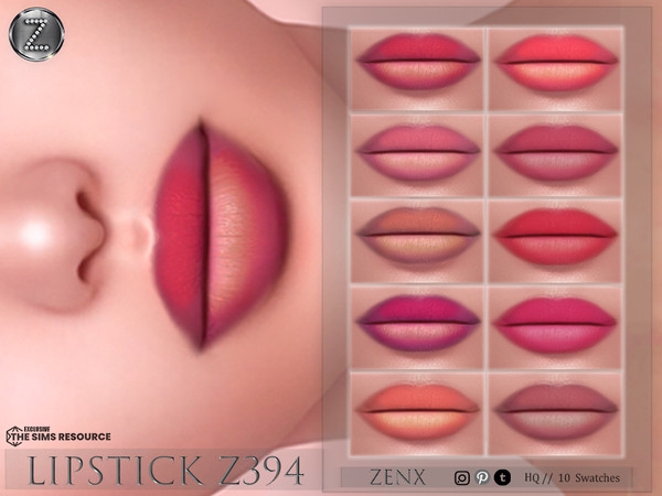 Sims 4 — [ ZENX] LIPSTICK Z394+HQ by ZENX — Base Game