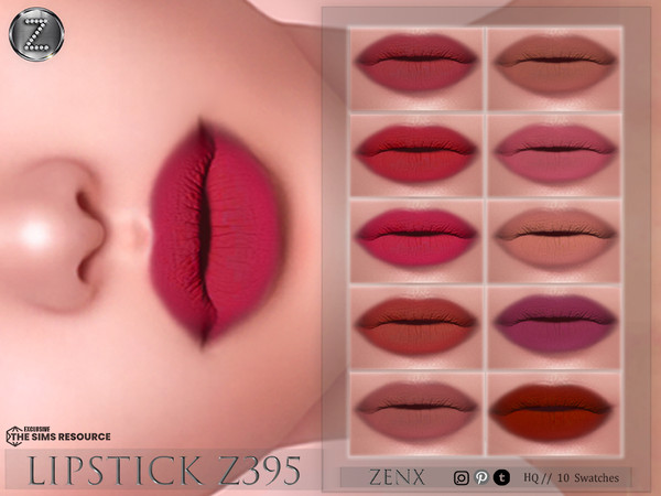 Sims 4 — [ ZENX] LIPSTICK Z395+HQ by ZENX — Base Game