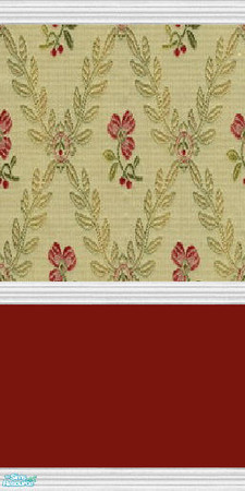 Sims 2 — PT Green and Burgandy Floral Wall by Primetime024 — as name implies