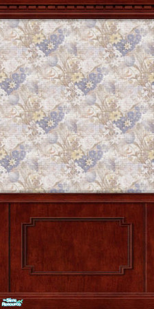 Sims 2 — Delicate Flowers with Wainscotting by TSR Archive — Wallpaper with a patern of delicate flowers. Good for fussy