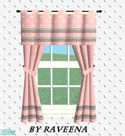 Sims 2 — Dotted Swiss Curtain - Pink by Raveena — Part of the Dotted Swiss curtain set. You will need Solfal's mesh for