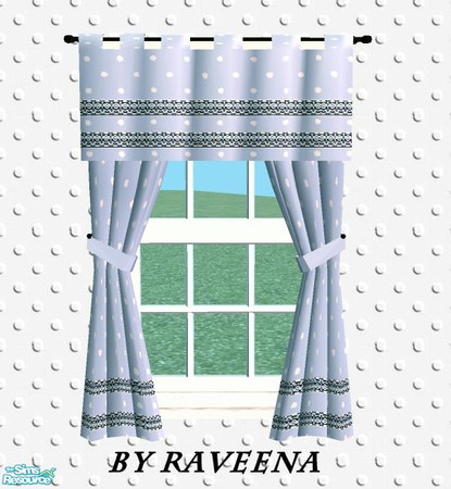 Sims 2 — Dotted Swiss Curtain - Blue by Raveena — Part of the Dotted Swiss curtain set. You will need Solfal's mesh for
