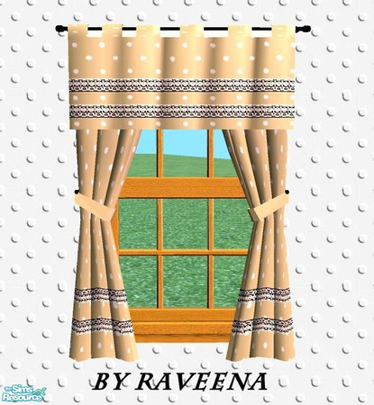 Sims 2 — Dotted Swiss Curtain - Beige by Raveena — Part of the Dotted Swiss curtain set. You will need Solfal's mesh for