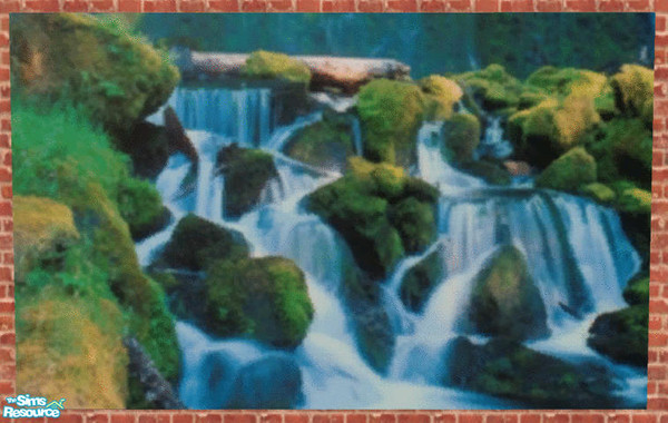 Sims 2 — Water Cascade by Dania:) — A big poster (4 tiles) of a water cascade.