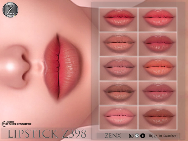 Sims 4 — [ ZENX] LIPSTICK Z398+HQ by ZENX — Base Game
