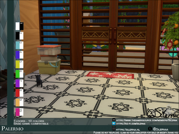 Sims 4 — Palermo by Silerna — - Base game compatible - Floors - Tiles - 10 colors - Please do not reupload, claim as your