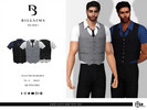 Sims 3 — Short Sleeve Shirt With Vest by Bill_Sims — This top features a short sleeve shirt with a suit vest layered over