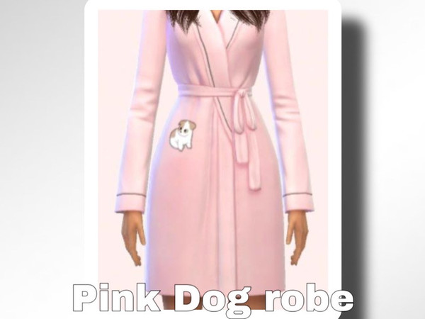 Sims 4 — Pink Dog Robe by millsssssssss — robe with cute dog on 1 swatch