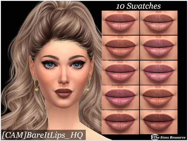 Sims 4 — Bare It Lips by coll22 — A matte, bare lip in 10 shades.