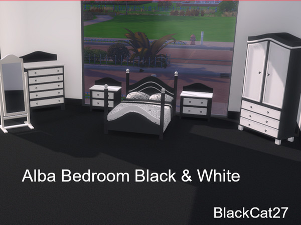 Sims 4 — Alba Bed by BlackCat27 — A colour coordinated bedrrom set with 8 colour options