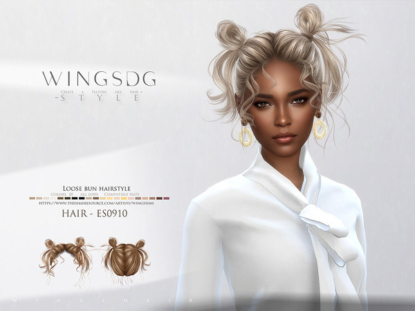 The Sims Resource - loose bun hairstyle ES0226