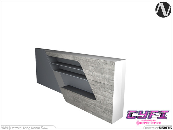 Sims 3 — CYFI | Detroit Wall Panel With Shelf Short by ArtVitalex — Construction And Lighting Collection | All rights