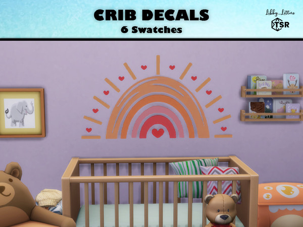 Sims 4 — Crib Decal by Libby_Letters — With six vibrant color options, this decal features a whimsical design of a