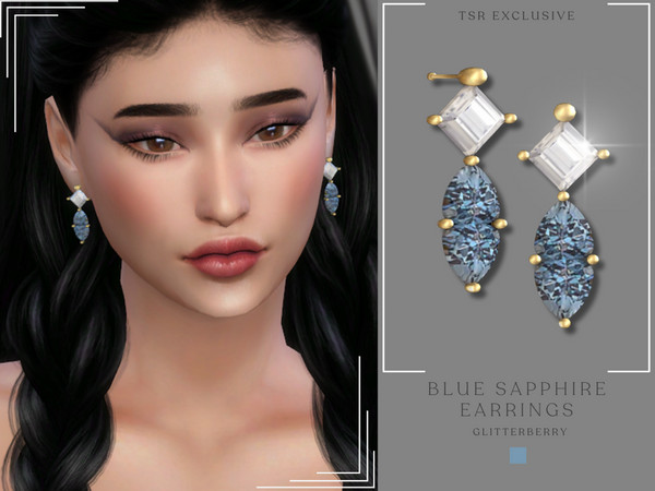 The Sims Resource - Sapphire Blue Earrings