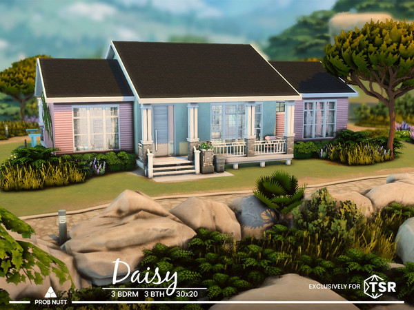 Sims 4 — Daisy by ProbNutt — This 3 bedroom one level cottage is all about simple building and living. The kitchen,