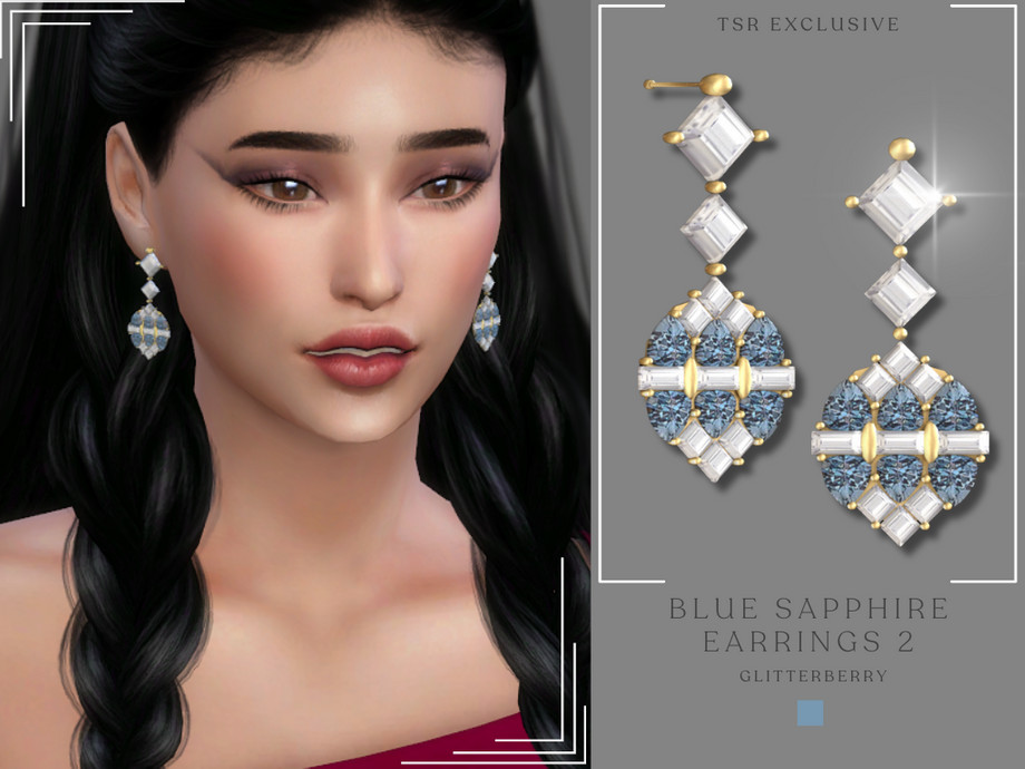 The Sims Resource - Sapphire Blue Earring 2