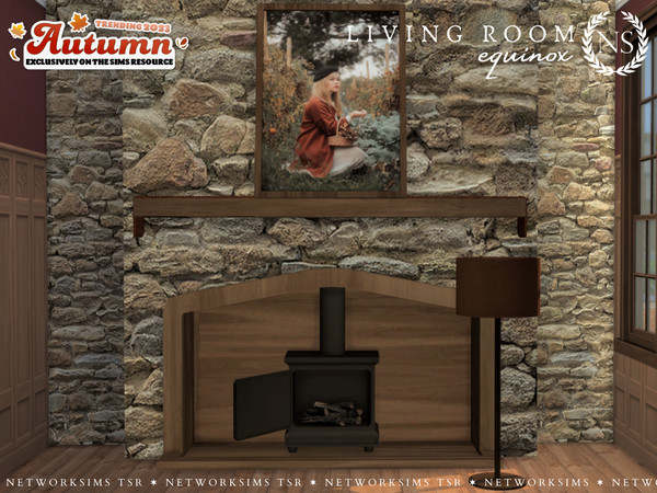Sims 4 — Equinox Living - Decorative Fireplace Surround Tall by networksims — A cozy autumnal living room set. Part II