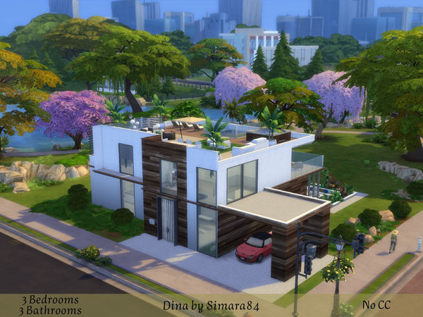 Sims 4 — Dina by Simara84 — A modern house with roof terrace, 3 bedrooms and 3 bathrooms. Built on a 30x30 lot in