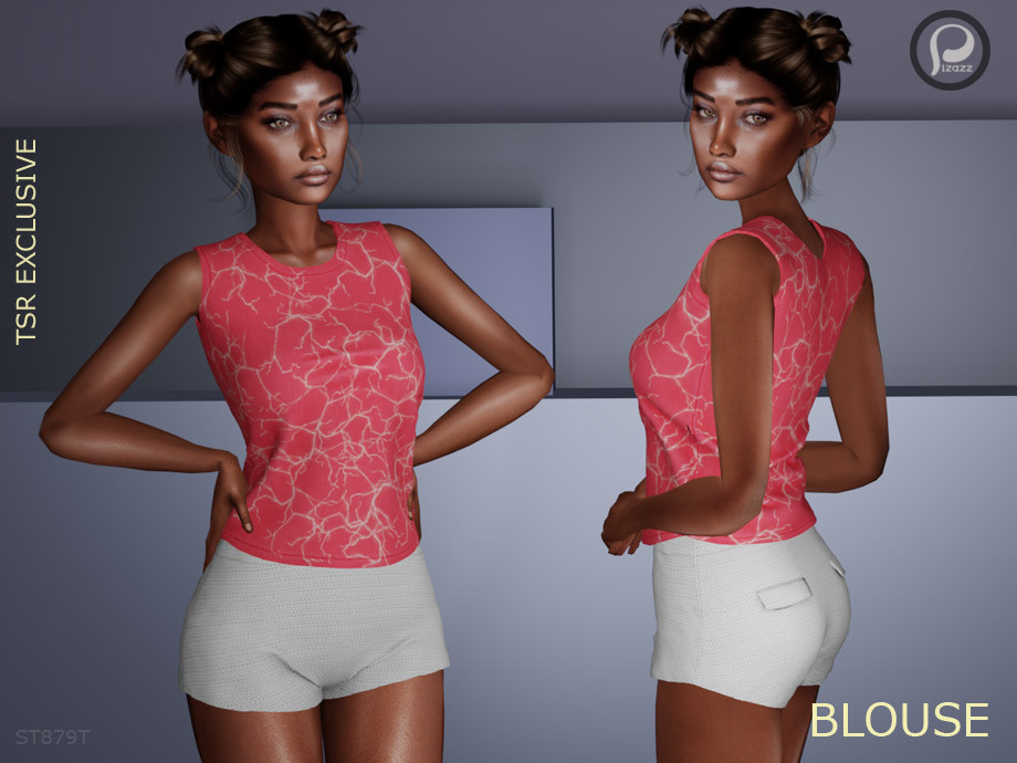 The Sims Resource - Casual cotton print top