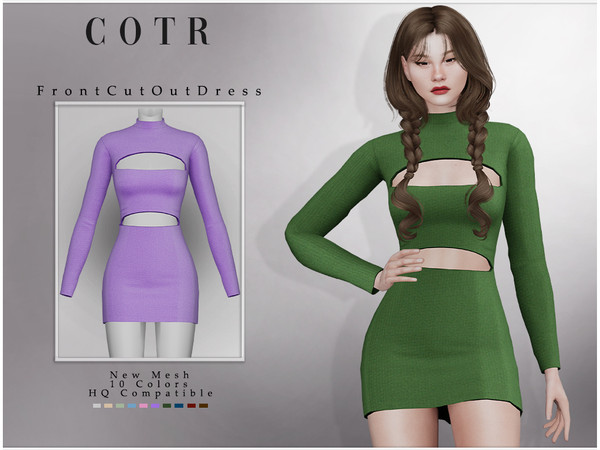 The Sims Resource - Front Cut Out Dress D-269